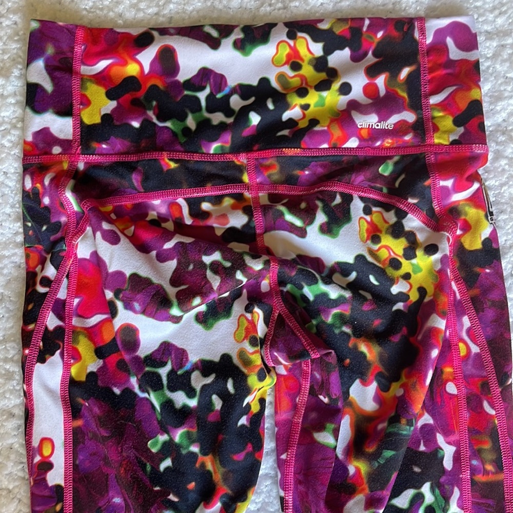 Adidas Climatelite Mid-Rise Sm8-10 purple yellow pink green white workout Pants
